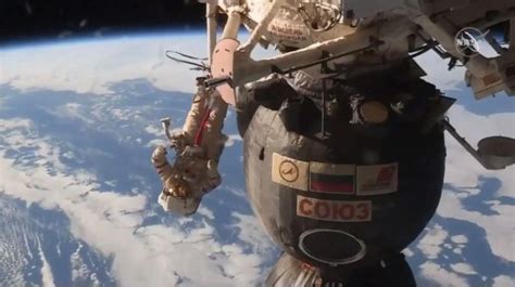 russian cosmonauts perform six hour spacewalk to seal mysterious hole metro news