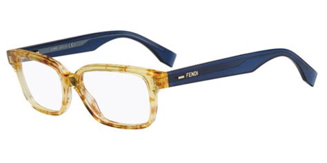 Fendi Ff 0035 Color Block 7oc Eyeglasses In Amber Havana Blue Smartbuyglasses Usa