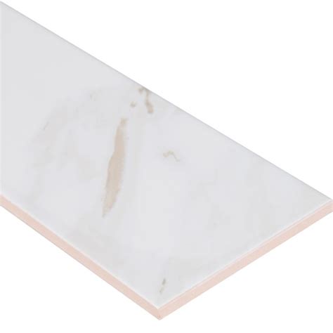 Classique White Calacatta 4x16 Glossy Ceramic Subway Tile Backsplash