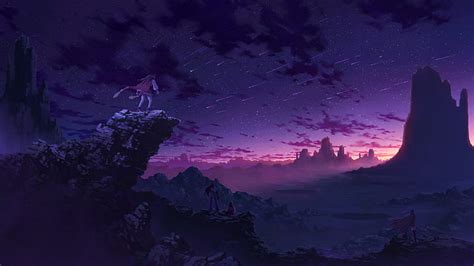 Hd Wallpaper Anime Sky Landscape Purple Wallpaper Flare