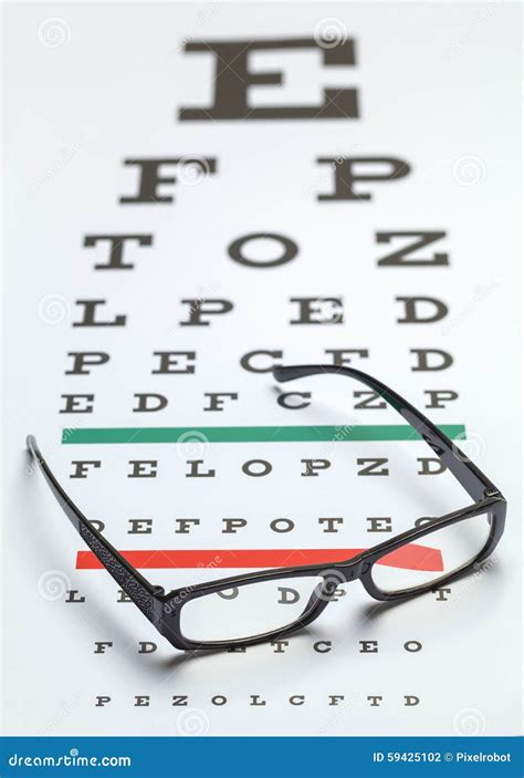 Eye Chart And Glasses Stock Photo Image Of Typescript 59425102