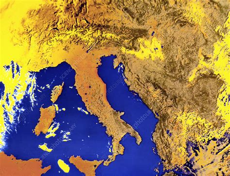 False Colour Satellite Picture Of Italy Stock Image E0700121