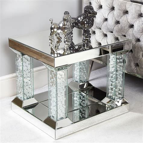 Modern & contemporary glass coffee table collection: Floating Crystal Mirrored Pedestal End Table | Picture ...