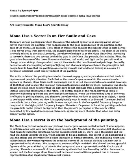 📗 Art Essay Example Mona Lisas Secrets