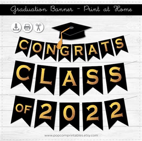 Printable Graduation Banner Class Of 2022 Full Alphabet Etsy
