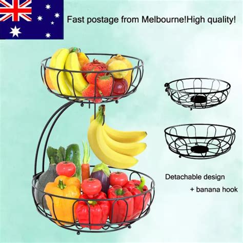 2 TIER FRUIT Basket Bowl Stand Holder Food Storage Rack Organizer 30