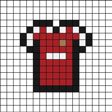 A Pixel Art Template Of The Home Kit Shirt Of Arsenal Football Club
