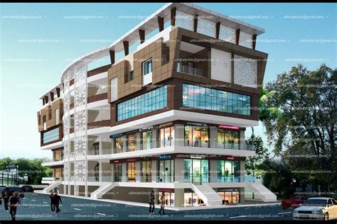 Elevation Of A Shopping Complex Commercial Design Exterior Building