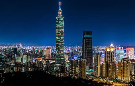 Wallpaper China Building Panorama China Taiwan Night City Taipei