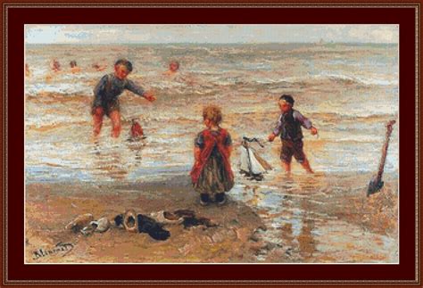 Children On The Beach Cross Stitch Pattern