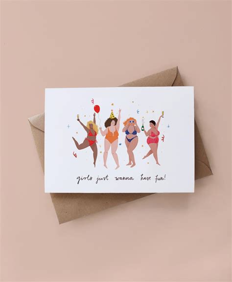 Girls Just Wanna Have Fun Card Party Card Greeting Card Etsy Party