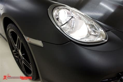 Porsche Cayman Matte Black Vinyl Wrap Carbon Demon