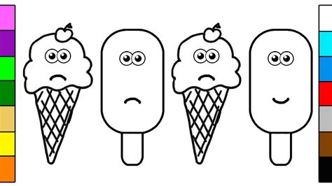 Coloring pages of cone and popsicle ice cream, few of them are easy that are for kids and preschoolers and rest are for adults. Learn Colors for Baby with Ice Cream and Popsicle Coloring ...