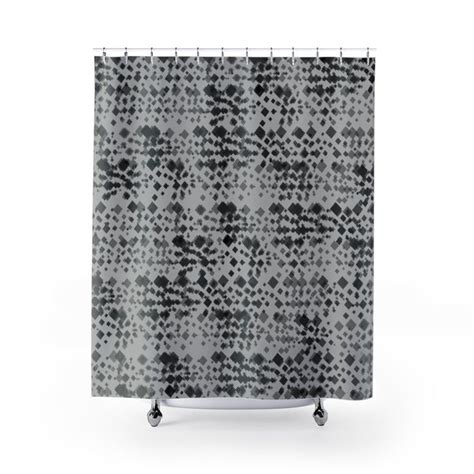 Elegant Shower Curtain In Black And Gray Designed Geometric Etsy
