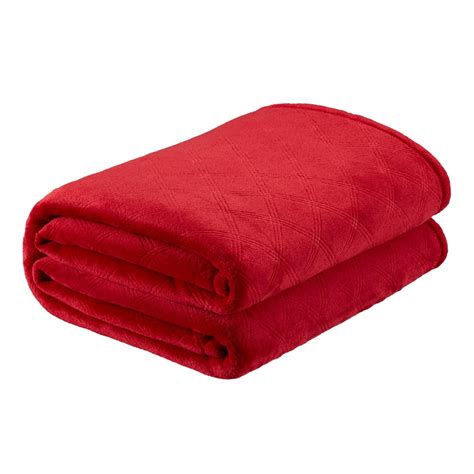 Your Zone Embossed Velvet Plush Blanket 72 X 90 Inch Red