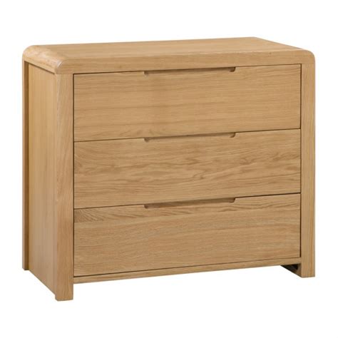 Chest Of Drawers Curve Oak 3 Drawer Bedroom Chest Cur202