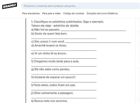 Classifique Os Advérbios Sublinhados