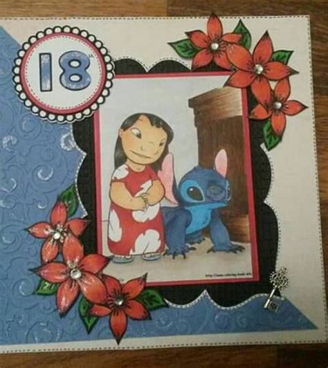 Hand Coloured With Copic Markers Lilo And Stitch Birthday Card Cards
