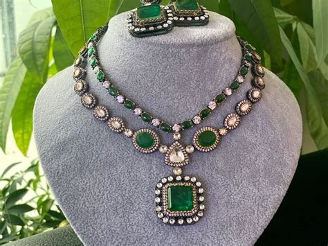 Green Sabyasachi Look Indian Jewellery Victorian Emerald Etsy