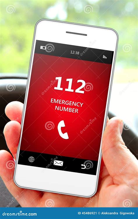 Hand Holding Mobile Phone Emergency Number Stock Photo Image