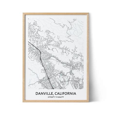 Danville Map Poster Your City Map Art Positive Prints