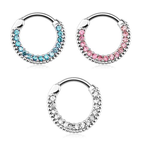 14g And 16g Prong Set Jeweled Septum Clicker Ring Out Of Stock