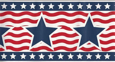 American Patriotic Usa Star And Stripe Red White Blue Wallpaper Border 95845fp