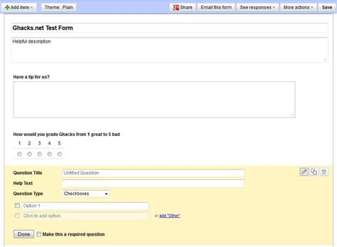 How to create forms with Google Docs - gHacks Tech News