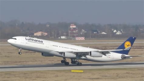 Lufthansa Airbus A340 300 Takeoff At Düsseldorf Youtube
