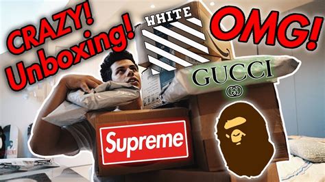 Unboxing Hype Gucci Supreme Bape Off White And More Youtube