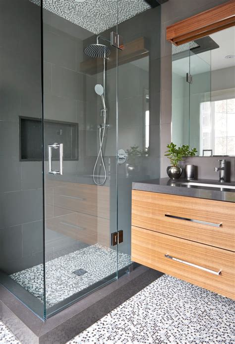 Small Showers For Bathroom Contemporary With Black Tile