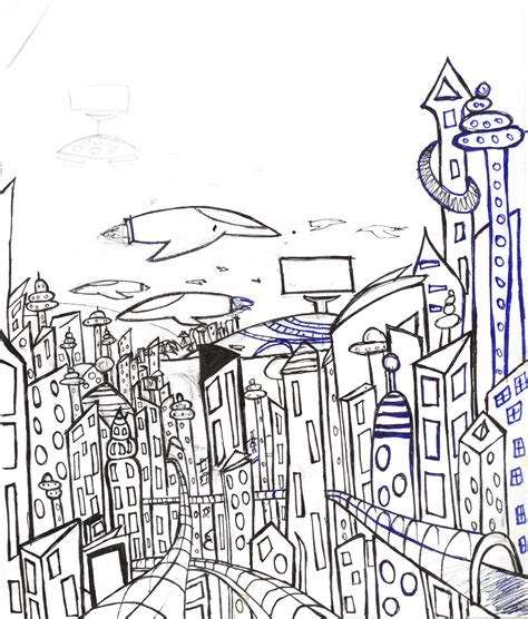 Futuristic City Sketch By Jezzy Fezzy On Deviantart