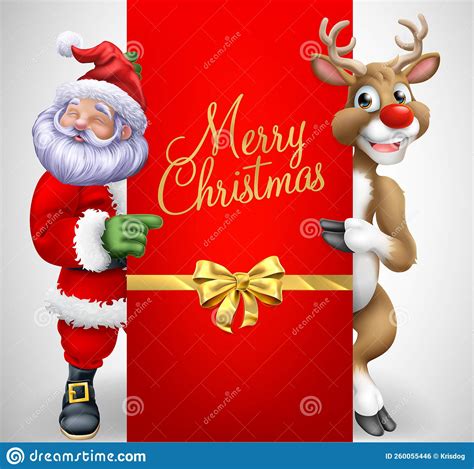 santa claus father christmas and reindeer sign stock vector illustration of deer card 260055446