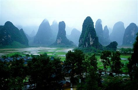 The Karstic Peaks At Guilin Located Along The Li River In The Yangshou
