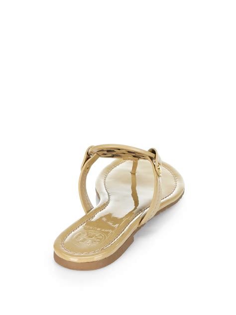 Tory Burch Miller Patent Leather Thong Sandals In Natural Lyst