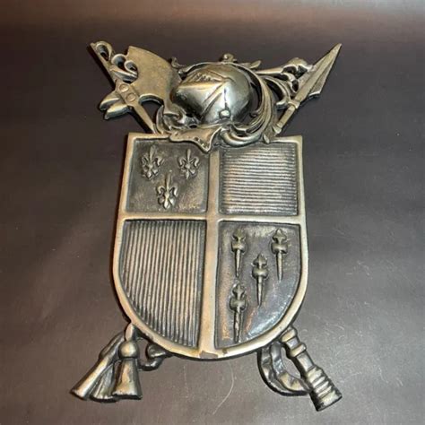 vintage knight shield metal wall plaque medieval coat of arms suit fleur de lis 26 99 picclick