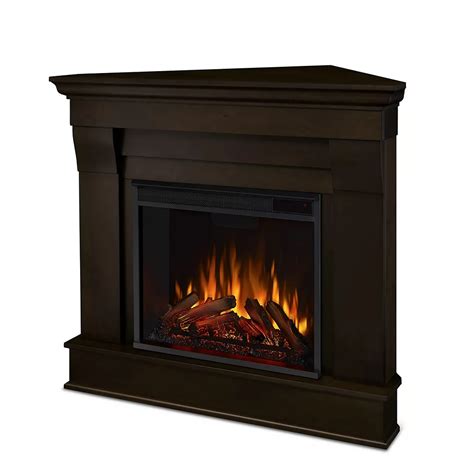 Real Flame Chateau Corner Electric Fireplace Mantel In Dark Walnut