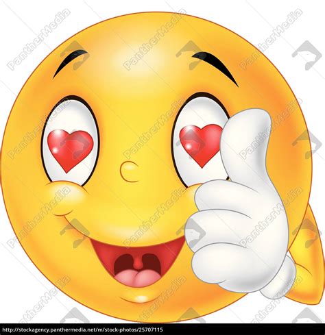 Cartoon Smiley Love Face And Giving Thumb Up Stock Photo 25707115