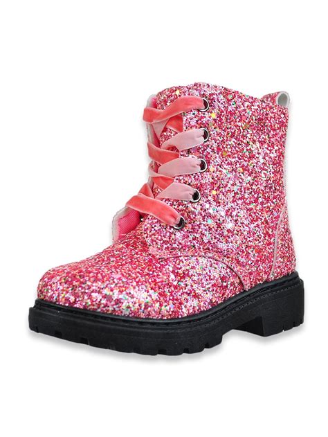 Olivia Miller Girls Sprinkle Glitter Boots Fuchsia 10 Toddler