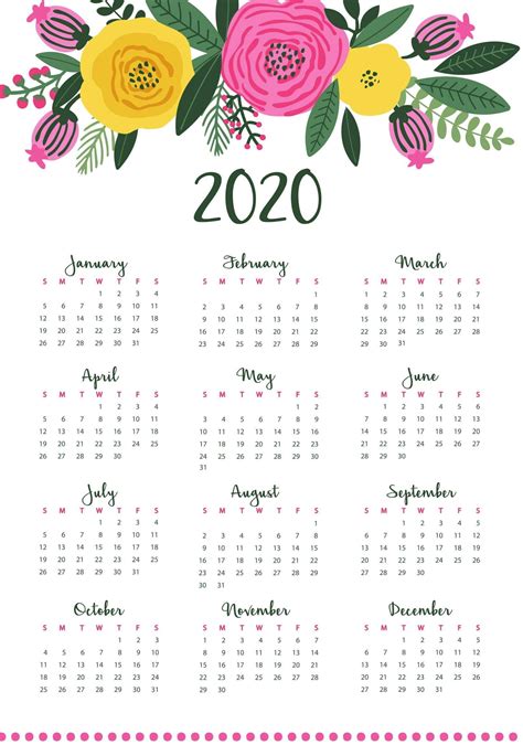 Fiscal 2020 Calendar Template Small Calendar Yearly