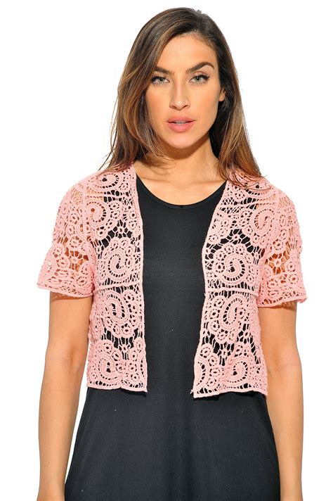 just love bolero shrug women cardigan pink paisley crochet 3x