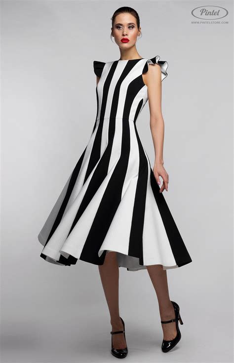 Pintel™ Store — Kuby — Designer Womens Combined Black And White Dress In Genuine Cotton Italy