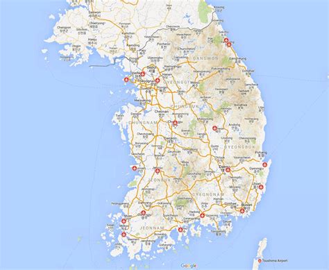 Map Of South Korea Rok Airports Airports Location And International