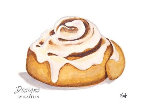 Cinnamon Roll Breakfast 5x7 Print From Acrylic Painting Etsy