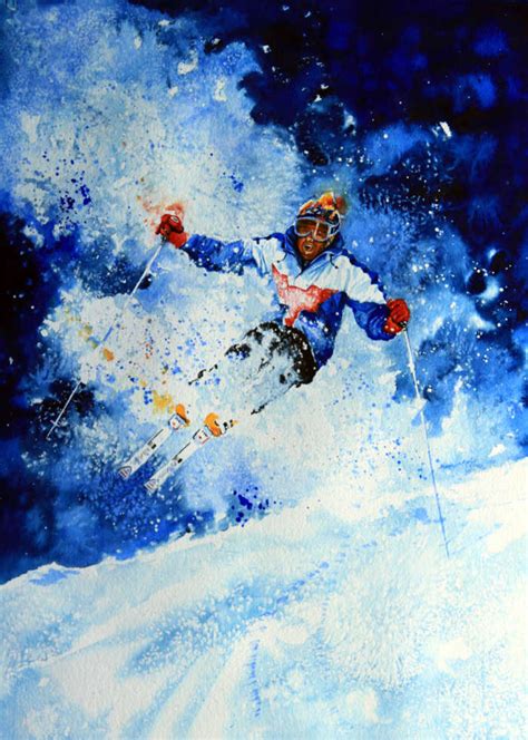 Alpine Skiing Moguls Winter Action Painting