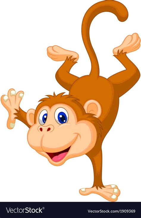 Cute Monkey Cartoon Standing In Its Hand Vector Image