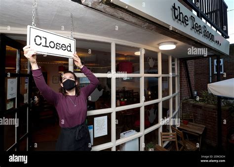 Harriet Henry Manager Of The Tea Room In Knutsford Hangs A Closed
