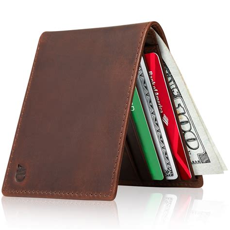 Mens Real Leather Wallet Rfid Blocking Slim Men Bifold Id Card Holder