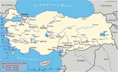 Poster 80 x 40 cm: Landkarte Türkei (Karte Städte und Flüsse) : Weltkarte.com ...
