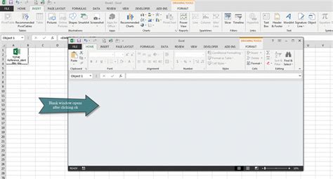 Blank Window Opens When Embedding Excel Spreadsheet As Icon In Excel